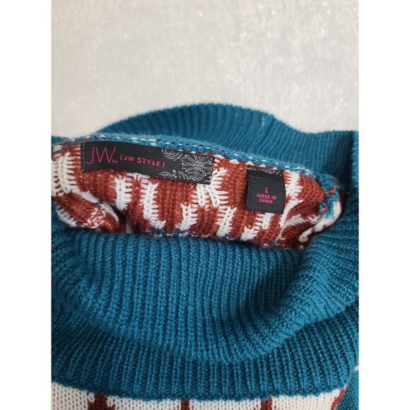 JW Vintage Fair Isle Nordic wool blend Tunic style sweater Size Large Lagenlook - Picture 5 of 5